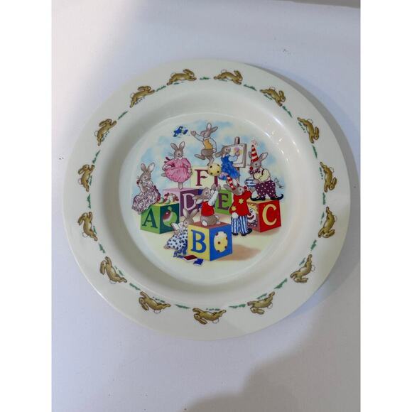 Bunnykins Royal Doulton ABC Alphabet Blocks Melamine Plate - Picture 1 of 3